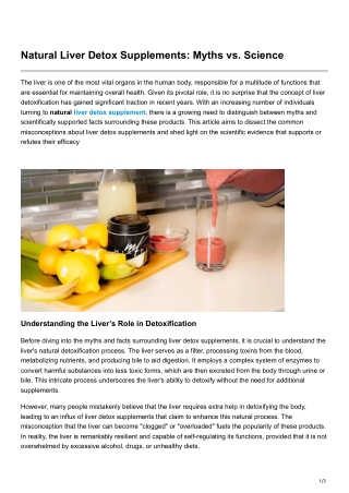 Natural Liver Detox Supplements Myths vs. Science