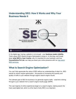 Understanding SEO How It Works and Why Your Business Needs It