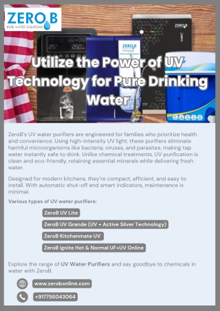 Utilize the Power of UV Technology for Pure Drinking Water