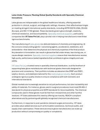 Latex Under Pressure - Meeting Global Quality Standards with Specialty Chemical Innovations