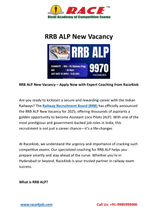 RRB ALP New Vacancy