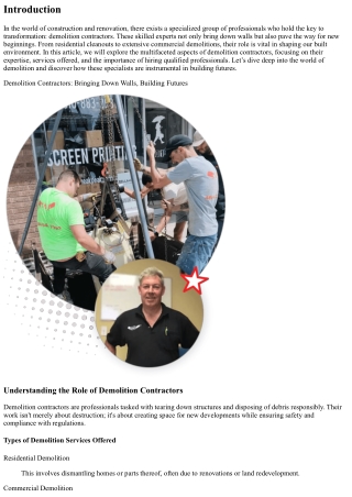 Demolition Contractors: Bringing Down Walls, Building Futures