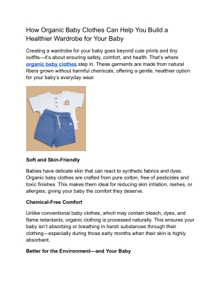 How Organic Baby Clothes Can Help You Build a Healthier Wardrobe for Your Baby