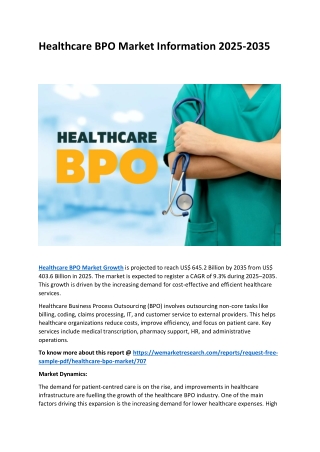 Healthcare BPO Market Information 2025-2035