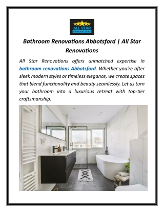 Bathroom Renovations Abbotsford | All Star Renovations