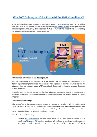 Why VAT Training in UAE Is Essential for 2025