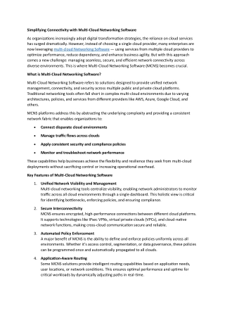 Simplifying Connectivity with Multi-Cloud Networking Software
