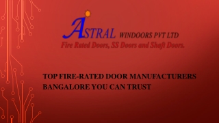Top Fire-Rated Door Manufacturers Bangalore You Can Trust