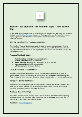 Elevate Your Vibe with The Kind Pen Vape – Now at Skin Dipt