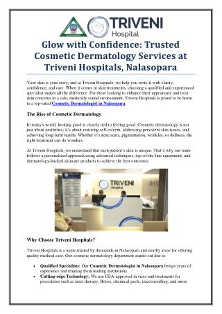 Trusted Cosmetic Dermatologist in Nalasopara – Visit Triveni Hospitals