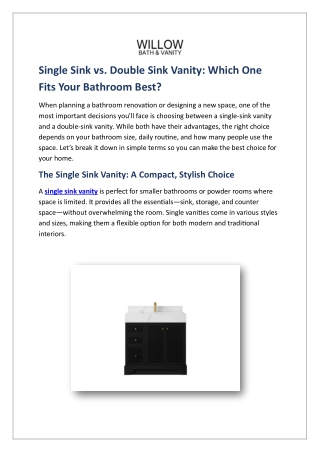 Single Sink vs. Double Sink Vanity: Which One Fits Your Bathroom Best?