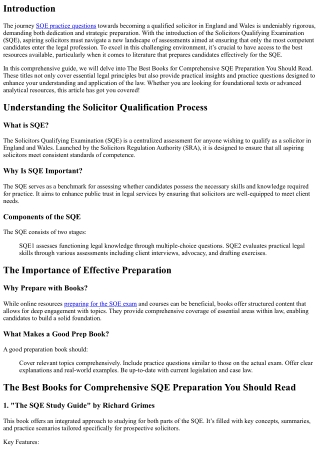 The Best Books for Comprehensive SQE Preparation You Should Read