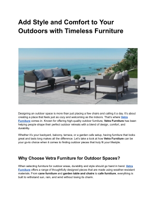 Everyday Ease Starts with Vetra furniture