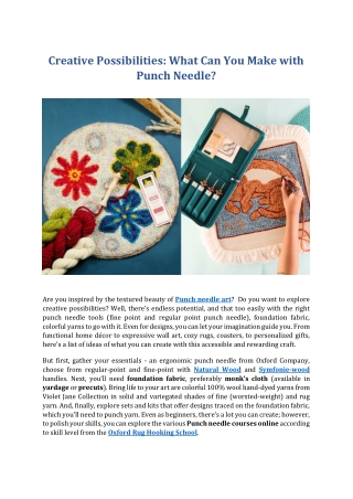 What Can You Make with Punch Needle