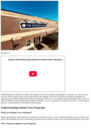 “How To Support Your Child’s Transition Into Infant Care Programs”