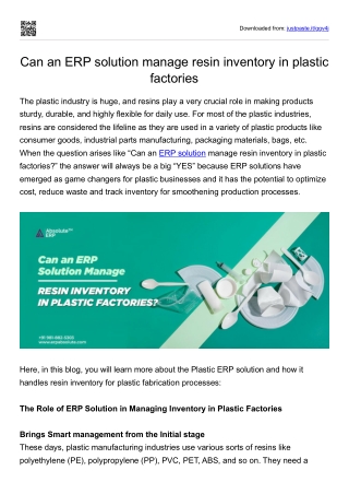 Can an ERP Solution manage resin Inventory in Plastic factories