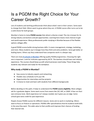 Is a PGDM the Right Choice for Your Career Growth