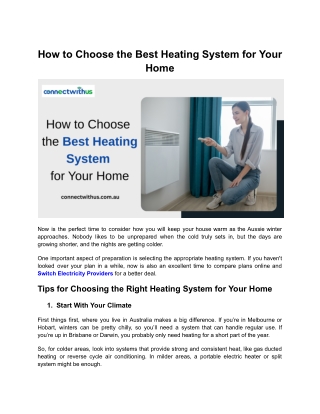 How to Choose the Best Heating System for Your Home