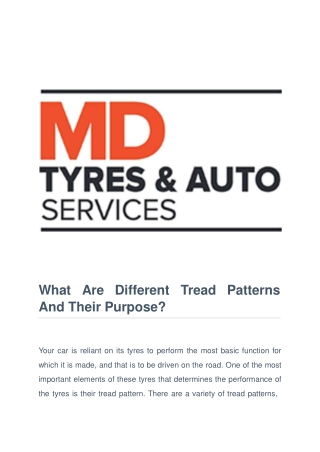 What Are Different Tread Patterns And Their Purpose?