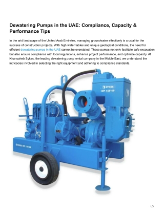 Dewatering Pumps in the UAE Compliance, Capacity & Performance Tips