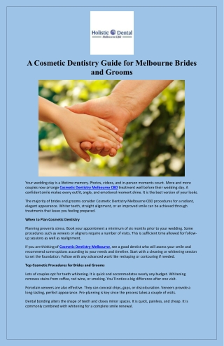 A Cosmetic Dentistry Guide for Melbourne Brides and Grooms