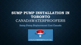 Sump Pump Installation in Toronto