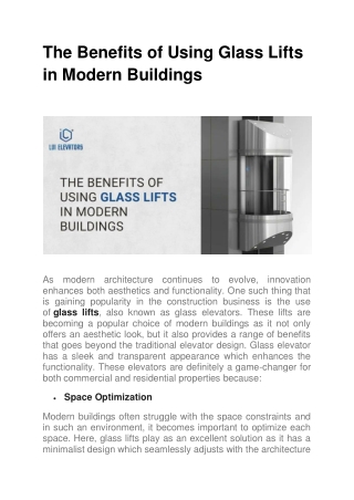 The Benefits of Using Glass Lifts in Modern Buildings