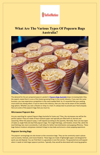 What Are The Various Types Of Popcorn Bags Australia