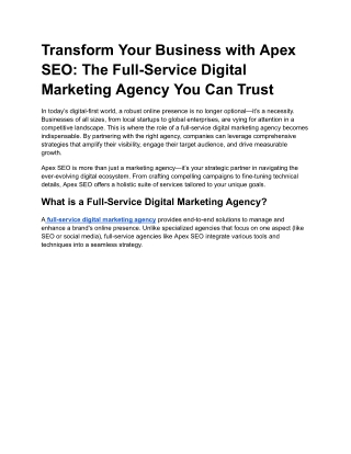 Full service digital marketing agency