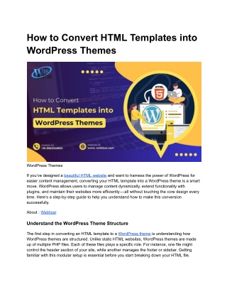 How to Convert HTML Templates into WordPress Themes