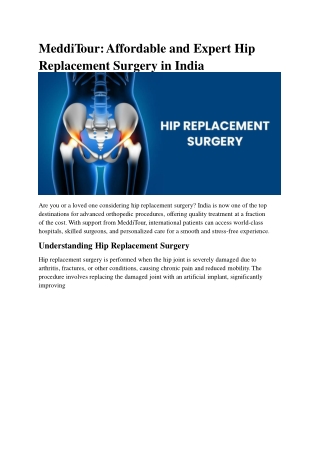 Hip Replacement Surgery in India - Medditour