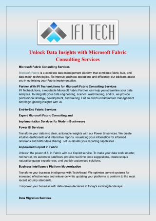 Unlock Data Insights with Microsoft Fabric Consulting Services