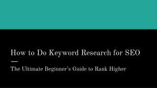 Keyword research for seo