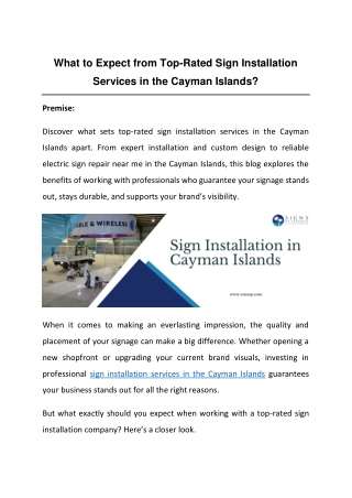 What to Expect from Top-Rated Sign Installation Services in the Cayman Islands.docx