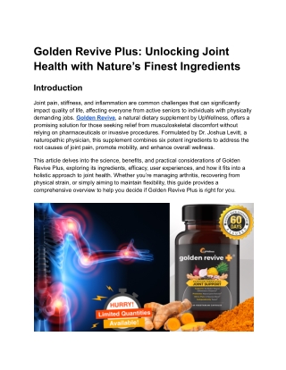 Golden Revive Plus_ Unlocking Joint Health with Nature’s Finest Ingredients