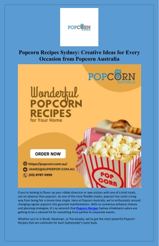 Popcorn Recipes Sydney Creative Ideas for Every Occasion from Popcorn Australia