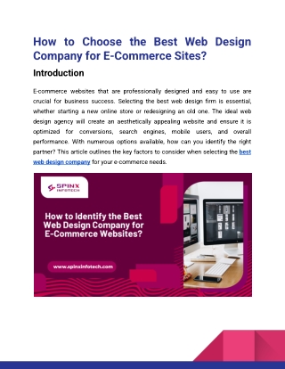How to Choose the Best Web Design Company for E-Commerce Sites__Spinx Infotech