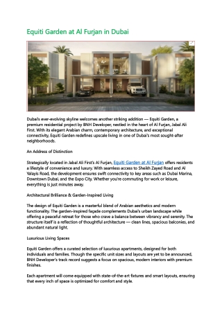 Equiti Garden at Al Furjan in Dubai