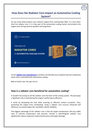 How Does the Radiator Core Impact an Automotive Cooling System