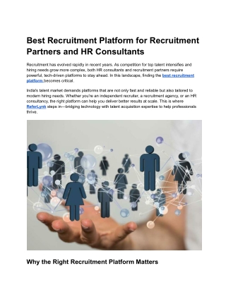 Best Recruitment Platform for Recruitment Partners and HR Consultants