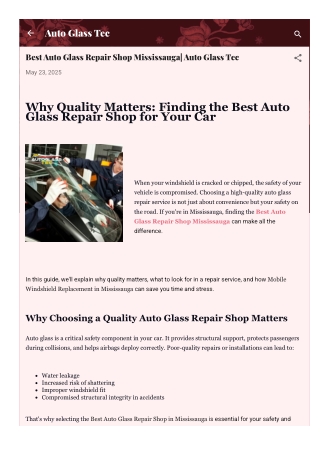 Best Auto Glass Repair Shop Mississauga