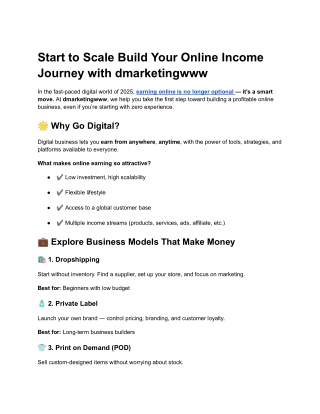 Start to Scale Build Your Online Income Journey with dmarketingwww