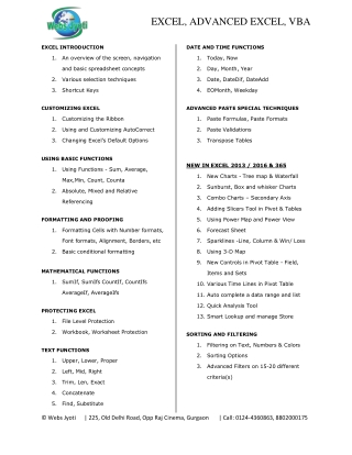 Advanced Excel Training Course by Webs Jyoti