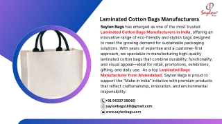 Laminated Cotton Bags Manufacturers