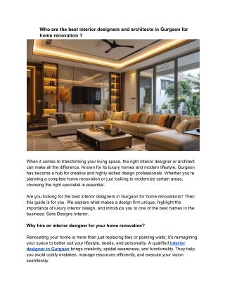 Who are the best interior designers and architects in Gurgaon for home renovation