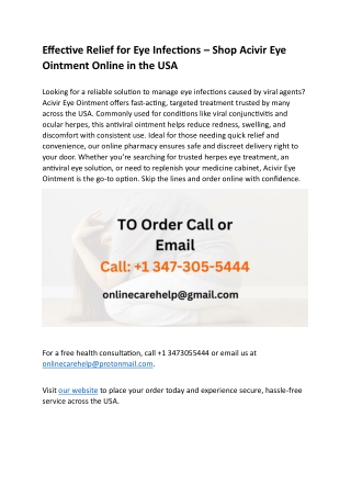 Shop Acivir Eye Ointment Online in the USA