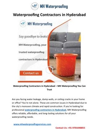 Waterproofing Contractors in Hyderabad