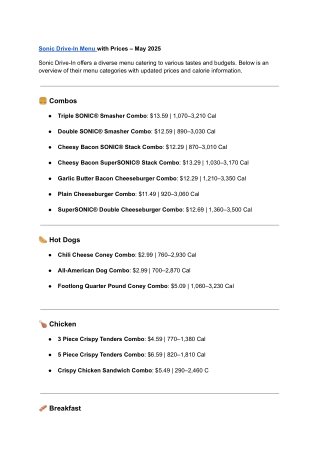 Sonic Menu Near Menu