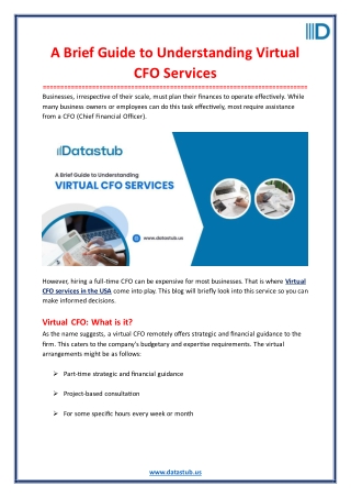 A Brief Guide to Understanding Virtual CFO Services
