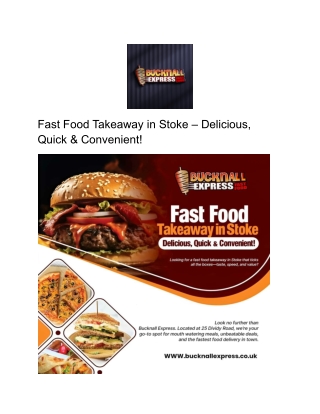 Fast Food Takeaway in Stoke – Delicious, Quick & Convenient!